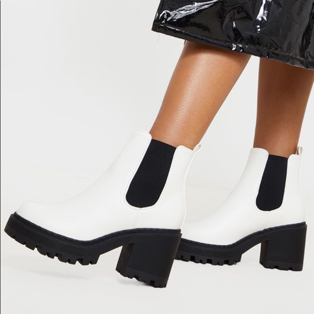 Black and white chunky Chelsea boots